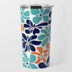 Abstract Flowers, Orange, Navy, Teal Travel Mug Gallery Image 1