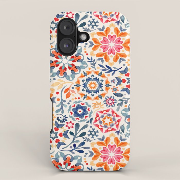 Watercolor Kaleidoscope Floral - desaturated iPhone Case Gallery Image 1