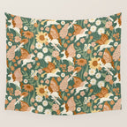 Butterfly Unicorns Frolicking in the Garden - Dark Wall Tapestry Gallery Image 4