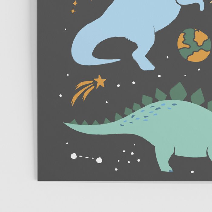 Dinosaurs in Space in Blue Poster Gallery Image 3