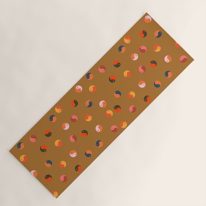 Yin and Yang Pattern -  golden yellow Yoga Mat Gallery Image 1