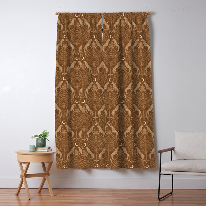 Night Cheetahs - Copper Brown Window Curtain Gallery Image 5