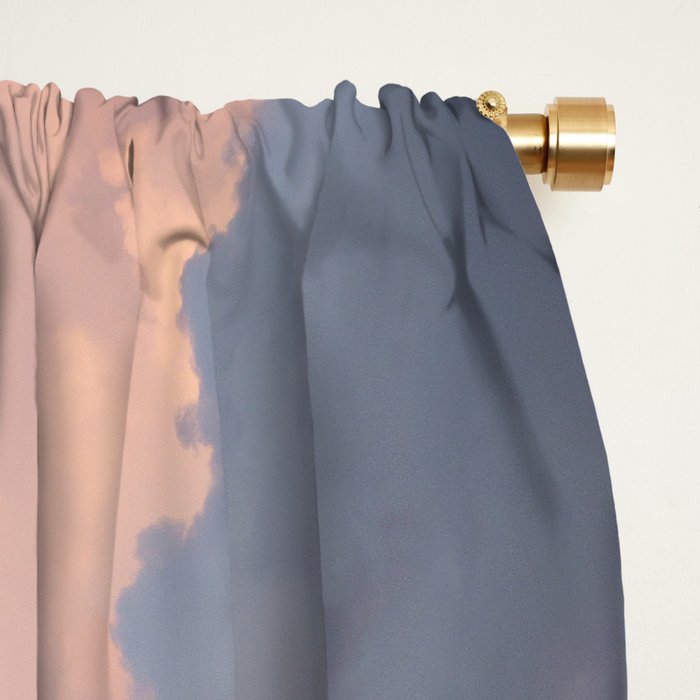 Blush pink clouds in Norway, and dreamy pink and pastel blue - summer sunset nature photography Window Curtain Gallery Image 2