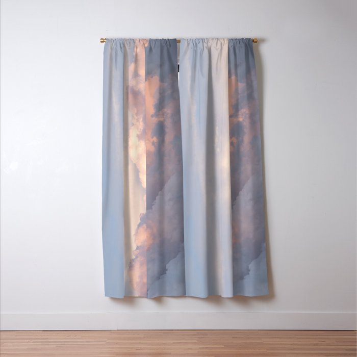 Blush pink clouds in Norway, and dreamy pink and pastel blue - summer sunset nature photography Window Curtain Gallery Image 3