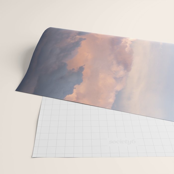 Blush pink clouds in Norway, and dreamy pink and pastel blue - summer sunset nature photography Wrapping Paper Gallery Image 2