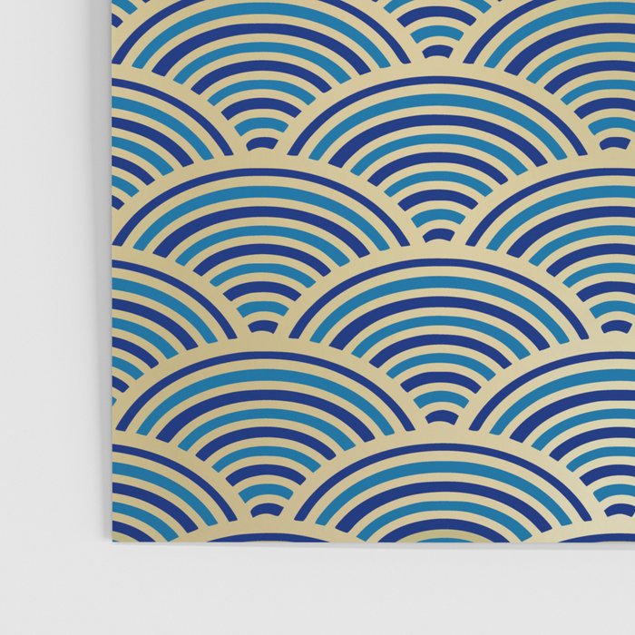 Festive, Art Deco, Wave, Pattern, Blue and Gold Poster Gallery Image 3