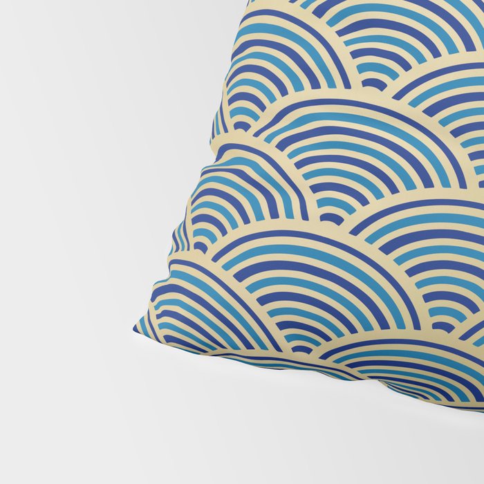 Festive, Art Deco, Wave, Pattern, Blue and Gold Pillow Sham Gallery Image 4