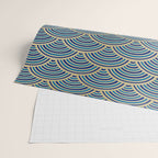 Festive, Art Deco, Wave, Pattern, Blue and Gold Wrapping Paper Gallery Image 2