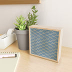 Festive, Art Deco, Wave, Pattern, Blue and Gold Mini Art Print Gallery Image 2