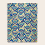 Festive, Art Deco, Wave, Pattern, Blue and Gold Notebook Gallery Image 4
