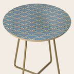 Festive, Art Deco, Wave, Pattern, Blue and Gold Side Table Gallery Image 2
