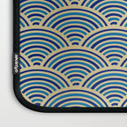 Festive, Art Deco, Wave, Pattern, Blue and Gold Laptop Sleeve Gallery Image 3