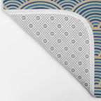 Festive, Art Deco, Wave, Pattern, Blue and Gold Bath Mat Gallery Image 2
