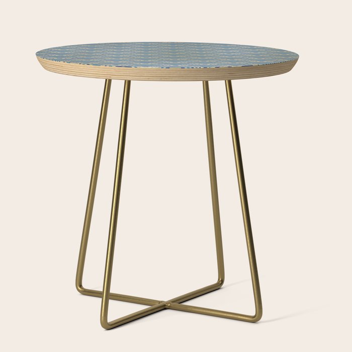 Festive, Art Deco, Wave, Pattern, Blue and Gold Side Table Gallery Image 1