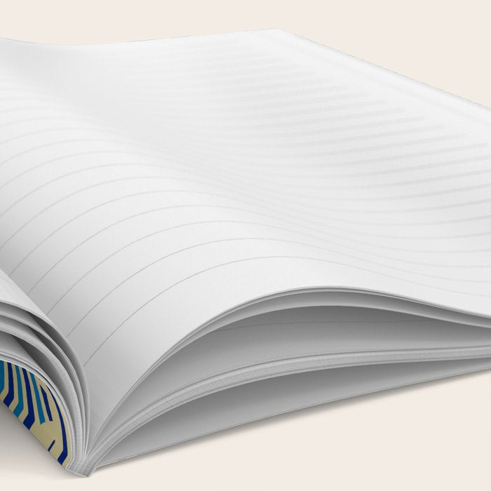 Festive, Art Deco, Wave, Pattern, Blue and Gold Notebook Gallery Image 2