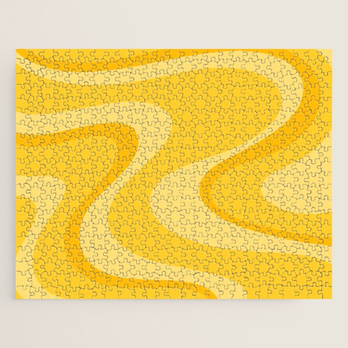 Mustard Dream Swirls Yellow Abstract Pattern Jigsaw Puzzle Gallery Image 1