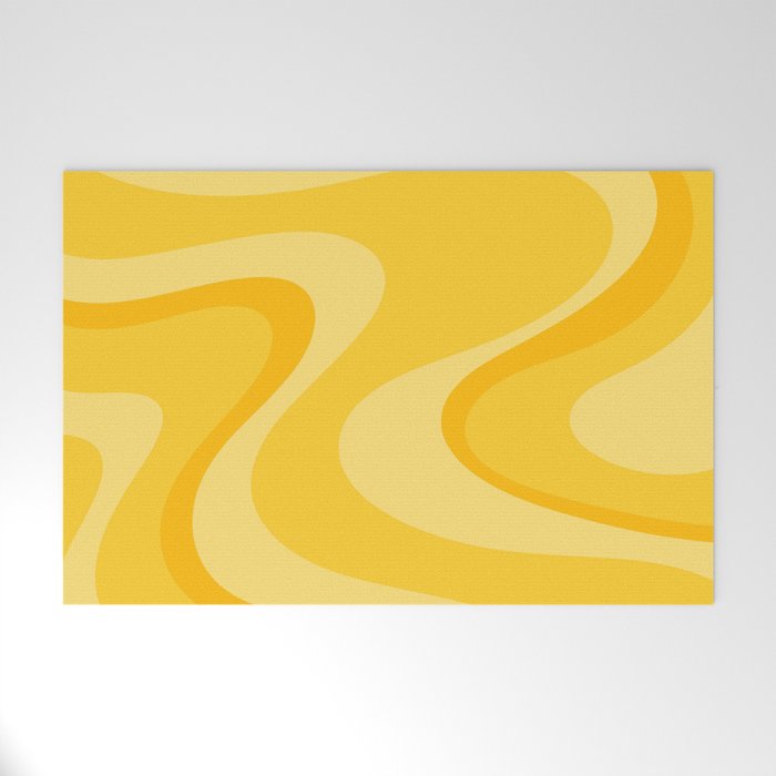 Mustard Dream Swirls Yellow Abstract Pattern Welcome Mat Gallery Image 1