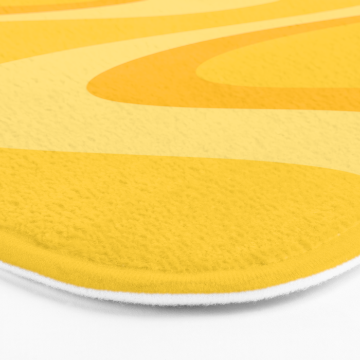 Mustard Dream Swirls Yellow Abstract Pattern Bath Mat Gallery Image 3