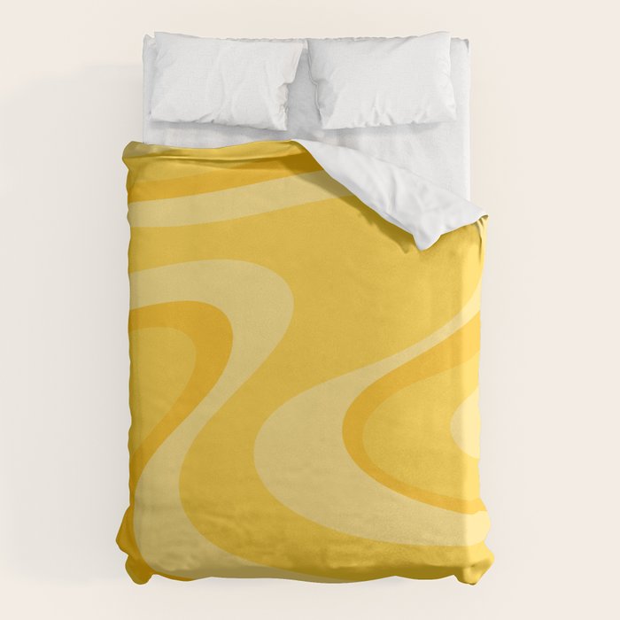 Mustard Dream Swirls Yellow Abstract Pattern Duvet Cover Gallery Image 6