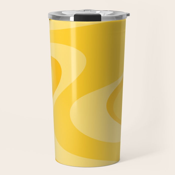 Mustard Dream Swirls Yellow Abstract Pattern Travel Mug Gallery Image 1