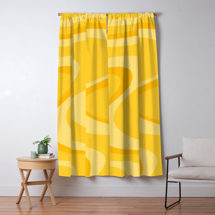 Mustard Dream Swirls Yellow Abstract Pattern Window Curtain Gallery Image 5