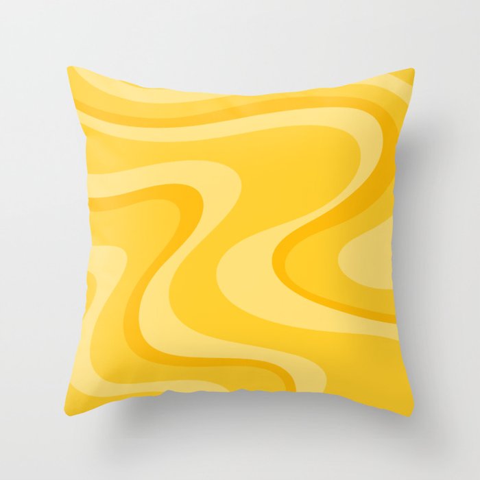 Mustard Dream Swirls Yellow Abstract Pattern Throw Pillow Gallery Image 6