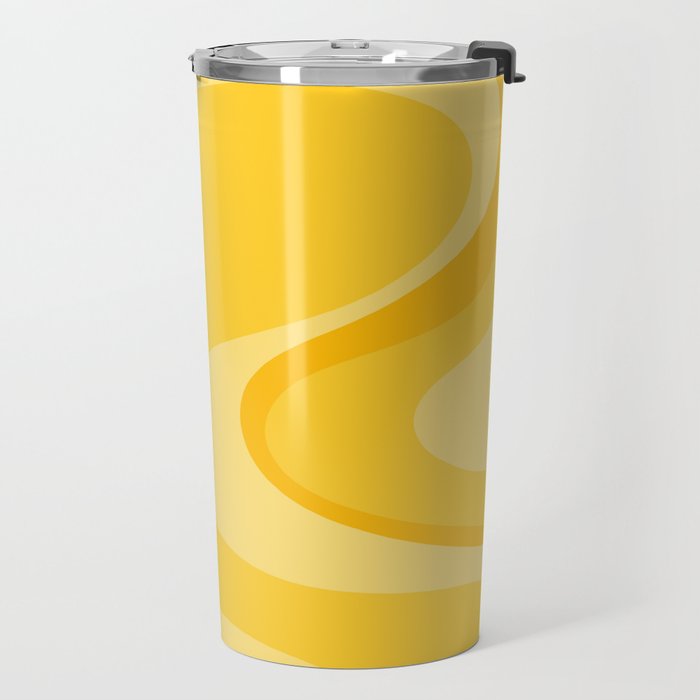 Mustard Dream Swirls Yellow Abstract Pattern Travel Mug Gallery Image 2