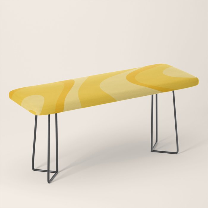 Mustard Dream Swirls Yellow Abstract Pattern Bench Gallery Image 1