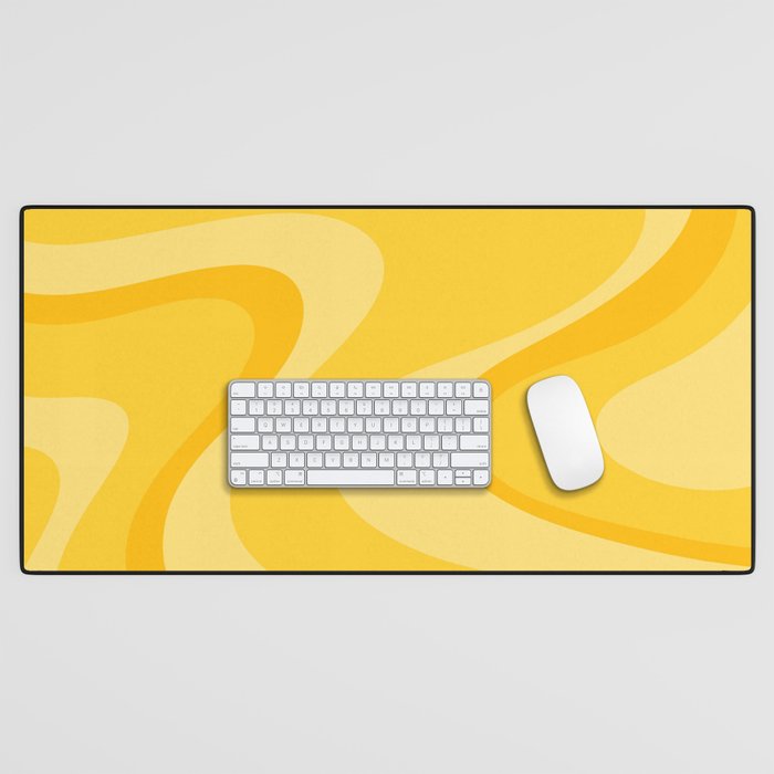 Mustard Dream Swirls Yellow Abstract Pattern Desk Mat Gallery Image 1