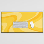 Mustard Dream Swirls Yellow Abstract Pattern Desk Mat Gallery Image 1