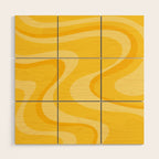 Mustard Dream Swirls Yellow Abstract Pattern Wood Wall Art Gallery Image 1