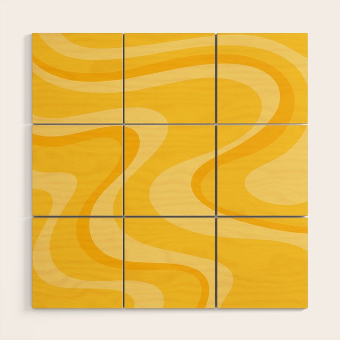 Mustard Dream Swirls Yellow Abstract Pattern Wood Wall Art Gallery Image 1