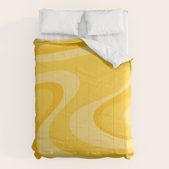 Mustard Dream Swirls Yellow Abstract Pattern Comforter Gallery Image 6