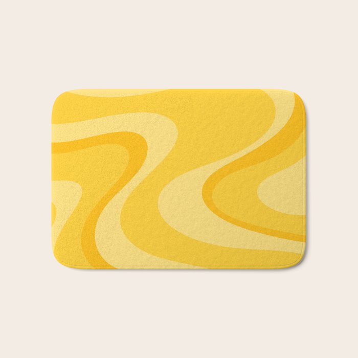 Mustard Dream Swirls Yellow Abstract Pattern Bath Mat Gallery Image 1