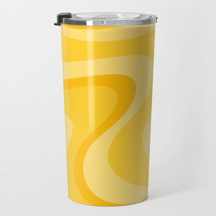 Mustard Dream Swirls Yellow Abstract Pattern Travel Mug Gallery Image 3