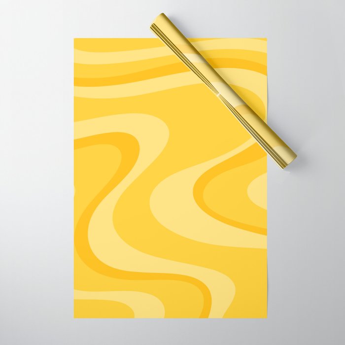 Mustard Dream Swirls Yellow Abstract Pattern Wrapping Paper Gallery Image 1