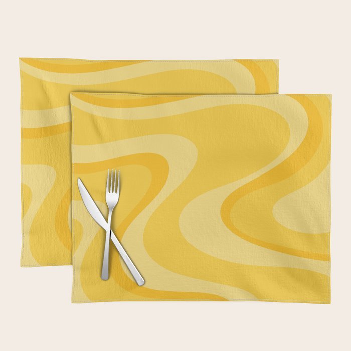 Mustard Dream Swirls Yellow Abstract Pattern Placemat Gallery Image 1