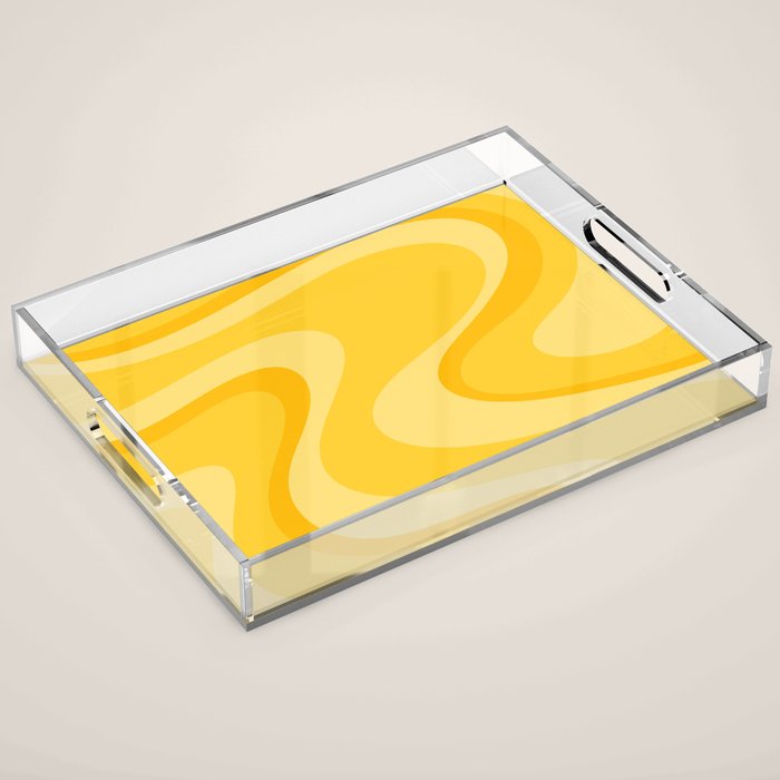 Mustard Dream Swirls Yellow Abstract Pattern Acrylic Tray Gallery Image 1