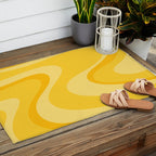 Mustard Dream Swirls Yellow Abstract Pattern Outdoor Rug Gallery Image 2