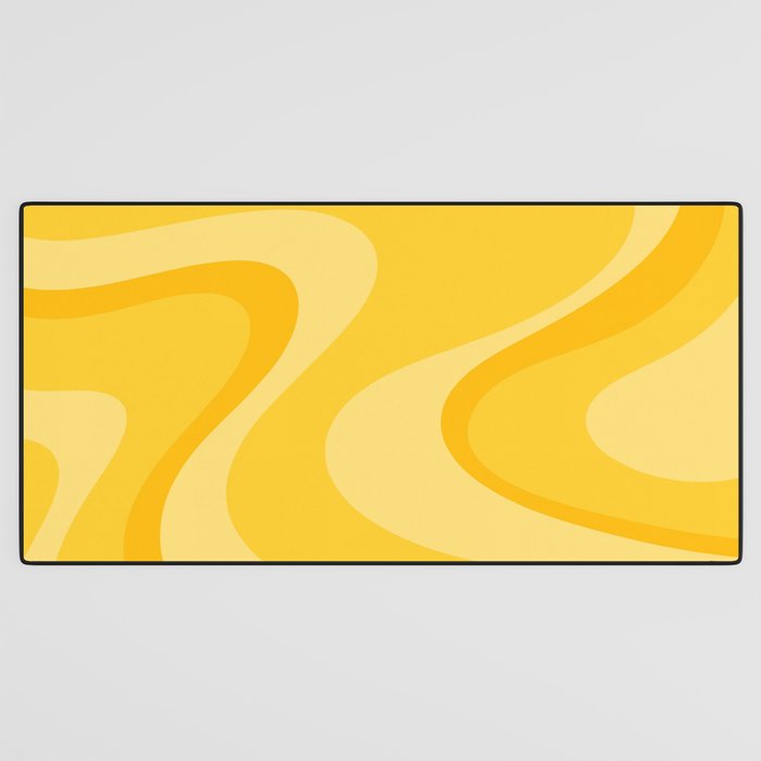 Mustard Dream Swirls Yellow Abstract Pattern Desk Mat Gallery Image 3