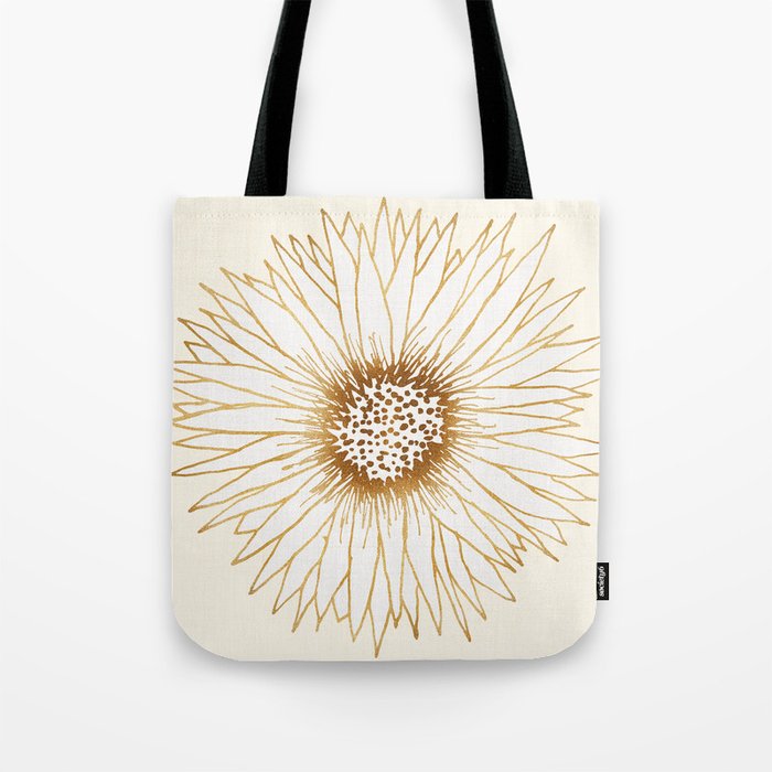 Gold Sunflower Drawing Tote Bag Gallery Image 1