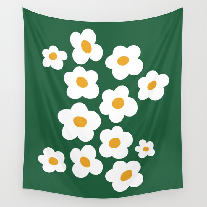 Retro spring flower nature drawing Wall Tapestry Gallery Image 4