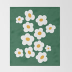 Retro spring flower nature drawing Throw Blanket Gallery Image 2