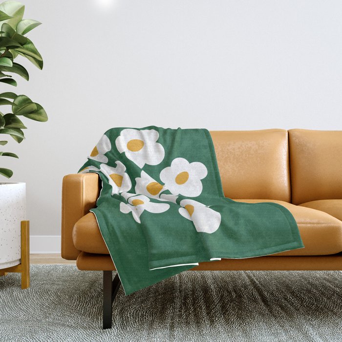 Retro spring flower nature drawing Throw Blanket Gallery Image 1
