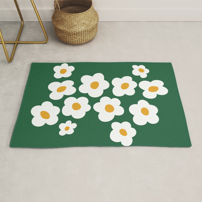 Retro spring flower nature drawing Rug Gallery Image 1