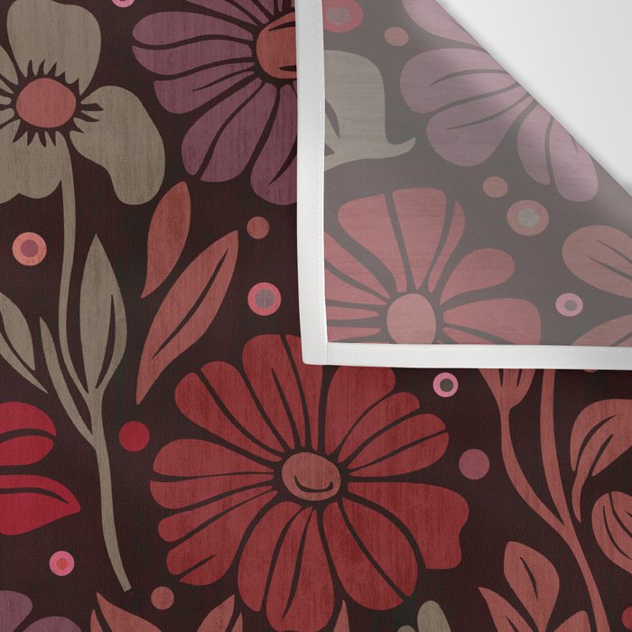 Eternal Summer Block Print Countryside Vibes Flower Garden Crimson Red Wall Tapestry Gallery Image 3