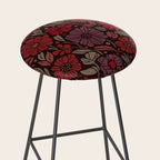 Eternal Summer Block Print Countryside Vibes Flower Garden Crimson Red Stool Gallery Image 2