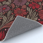 Eternal Summer Block Print Countryside Vibes Flower Garden Crimson Red Rug Gallery Image 4