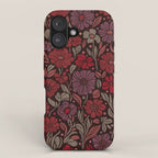 Eternal Summer Block Print Countryside Vibes Flower Garden Crimson Red iPhone Case Gallery Image 1