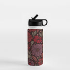 Eternal Summer Block Print Countryside Vibes Flower Garden Crimson Red Water Bottle Gallery Image 1